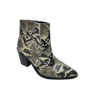 Blondo Que Waterproof Snakeskin Print Leather Upper Block Heel Booties Size 7